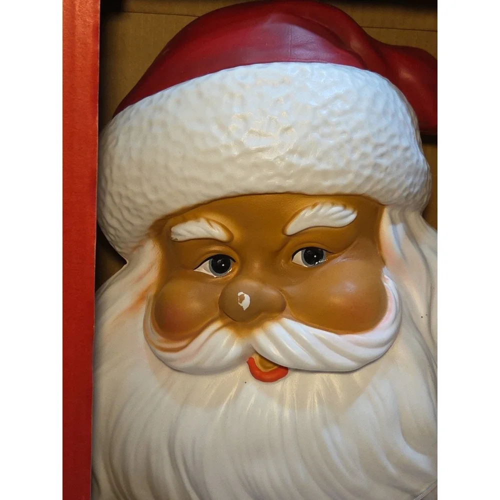 Santa Head‎ Face Tree Topper Led Lighted Holiday Time 12 inch Blow Mold READ